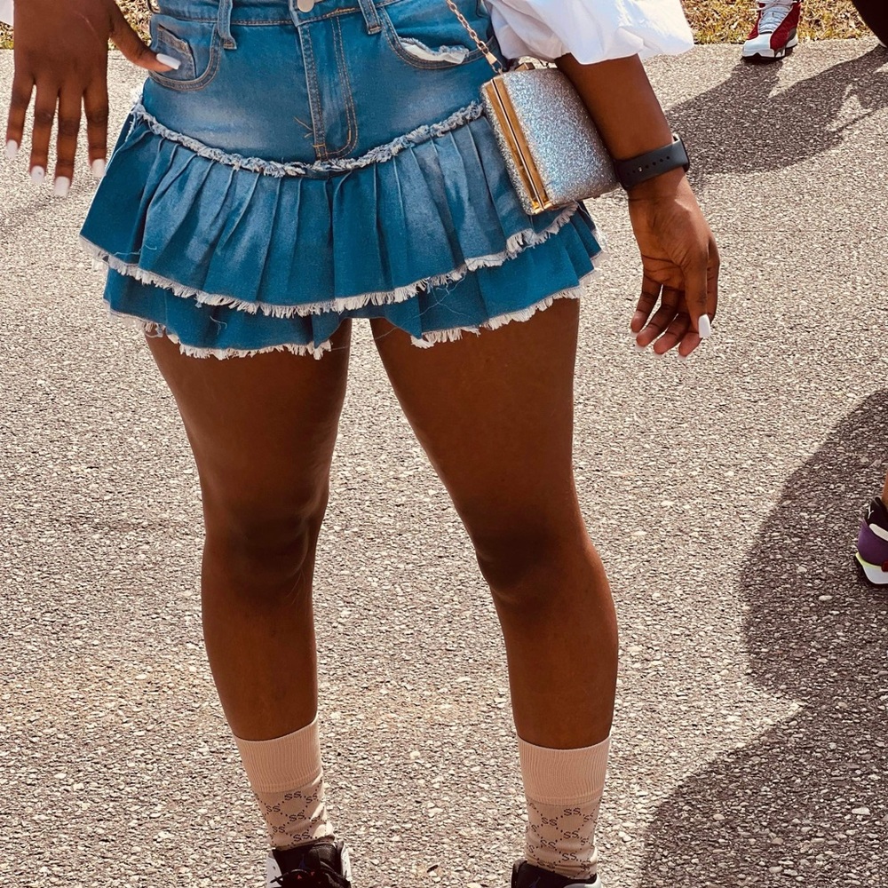 Distressed Denim Skirt